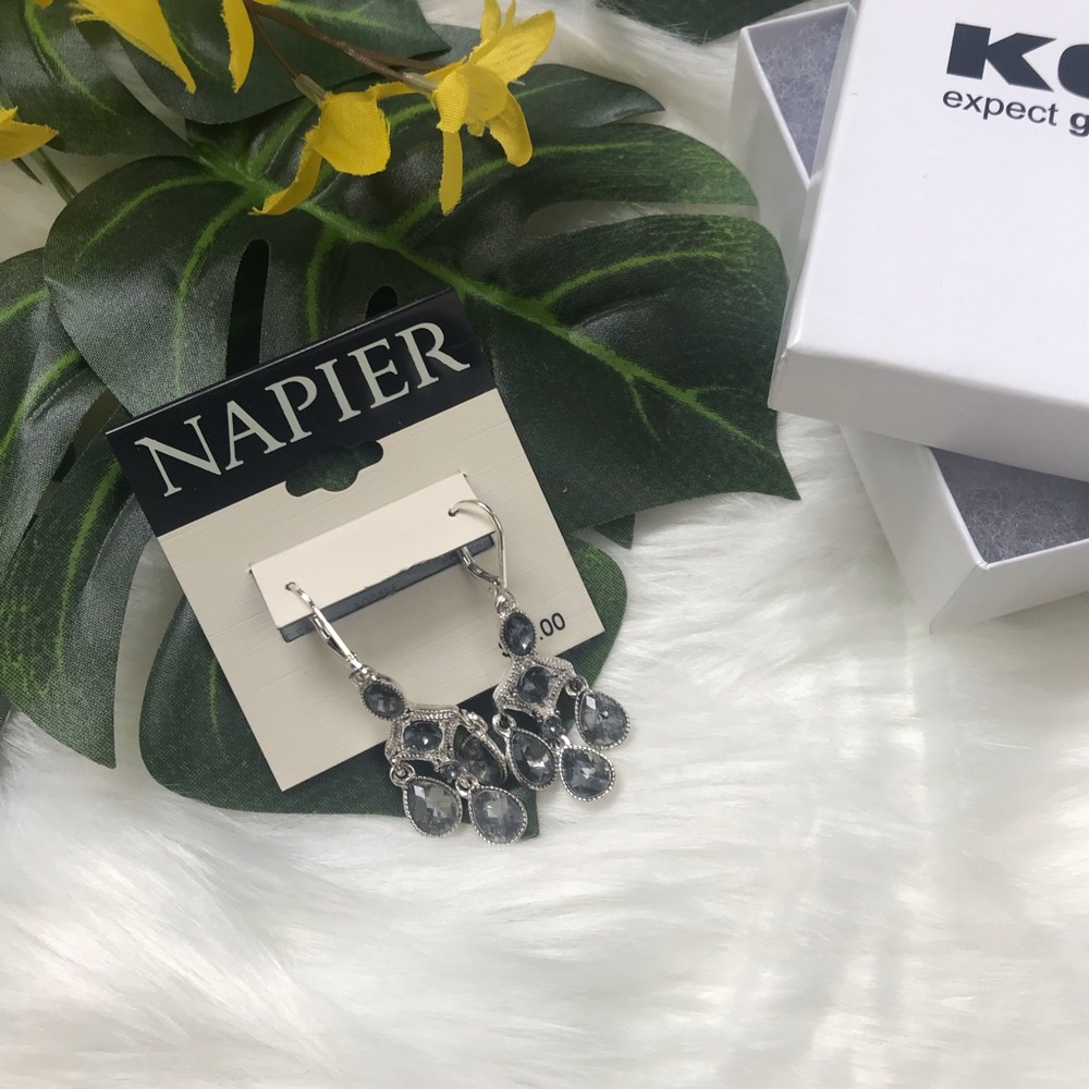 NWT Grey Rhinestone Earrings